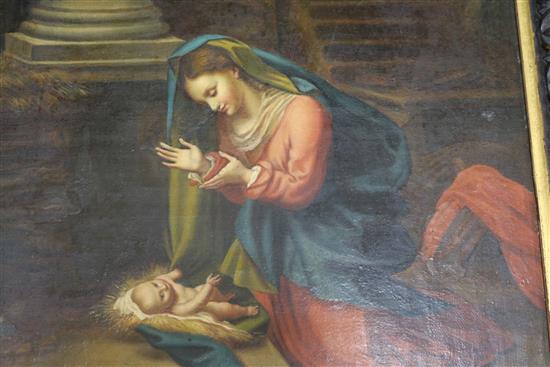 After Old Master, 19th century Virgin and child 30 x 24cm